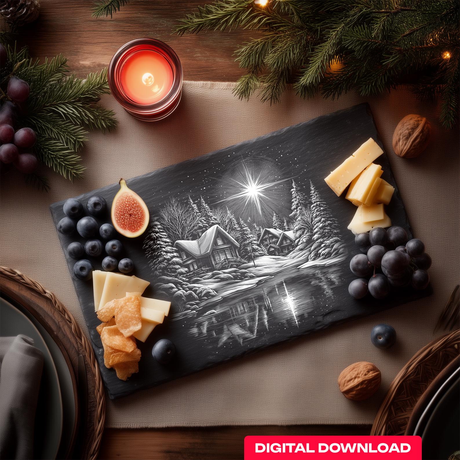 Christmas Star PNG Design for Slate Coasters – Laser Engraving Digital ...