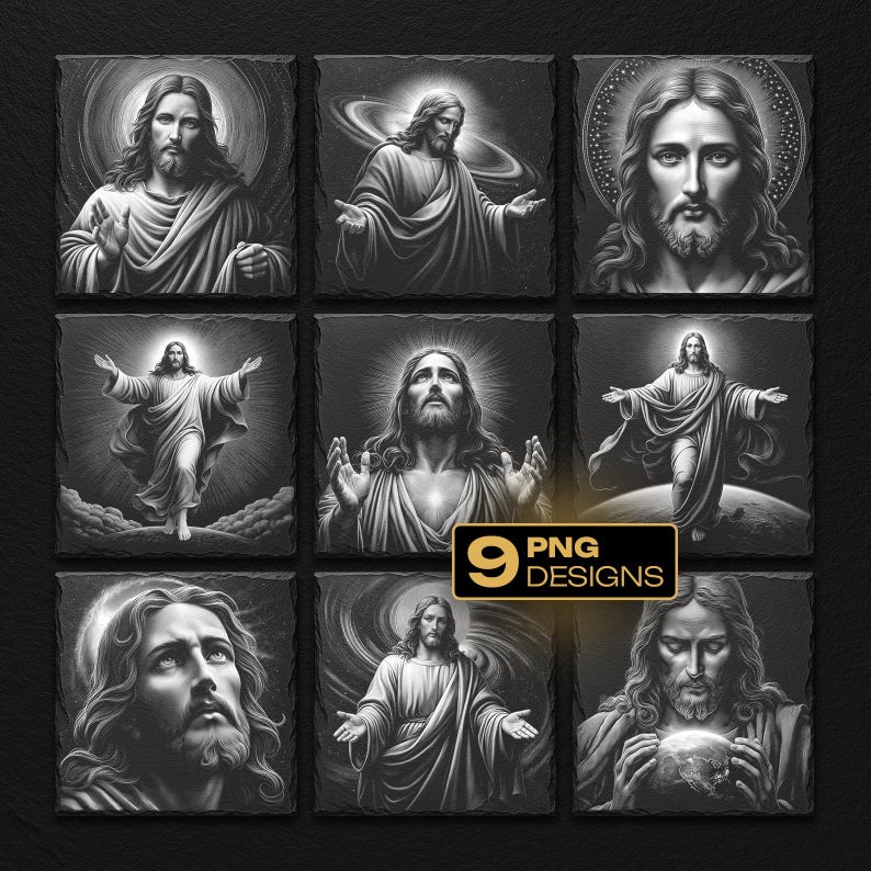 Cosmic Jesus Slate Coasters PNG Bundle | Laser Engraving Designs ...