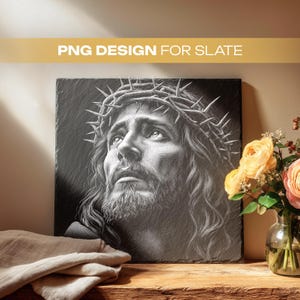 Jesus Slate Coaster PNG Design: Laser Engraving File, Digital Download, Commercial Use