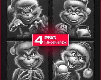 Christmas Thief Laser Engraving PNG Bundle: Slate Coaster Designs (Digital Download)