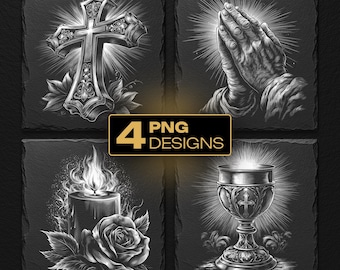 Paquete PNG de grabado láser cristiano: Diseños de posavasos de pizarra (descarga digital)