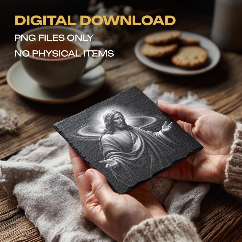 Cosmic Jesus Slate Coasters PNG Bundle | Laser Engraving Designs ...