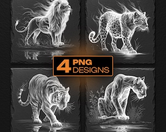 Halloween Ghost Big Cats lasergravure PNG-bundel voor leistenen onderzetters