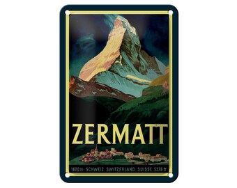 FEMER sign "Travel - Zermatt Switzerland 1620 m" in wood or sheet metal in various sizes
