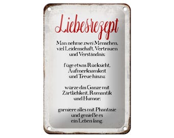 FEMER sign "Love Recipe" in wood or tin in various sizes