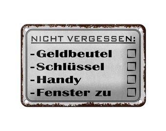 FEMER sign "Don't forget your wallet and keys" in wood or tin, in various sizes