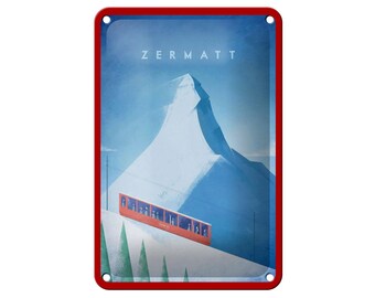 FEMER sign "Travel - Switzerland Zermatt Snow Train" in wood or tin in various sizes