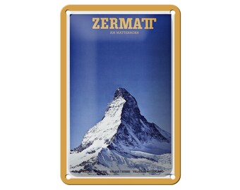 FEMER sign "Travel - Zermatt Matterhorn Switzerland" in wood or sheet metal in various sizes