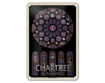 FEMER sign "Travel - Chartres France Cathedral Stained Glass Window" in wood or tin in various sizes
