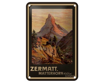 FEMER sign "Travel - Zermatt Matterhorn 4505 m Switzerland" in wood or sheet metal in various sizes