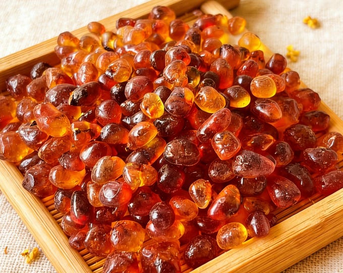 Featured listing image: Wild Peach Gum Resin Dried (Peach Tears) - Whole Natural Crystals for Dessert & Cooking