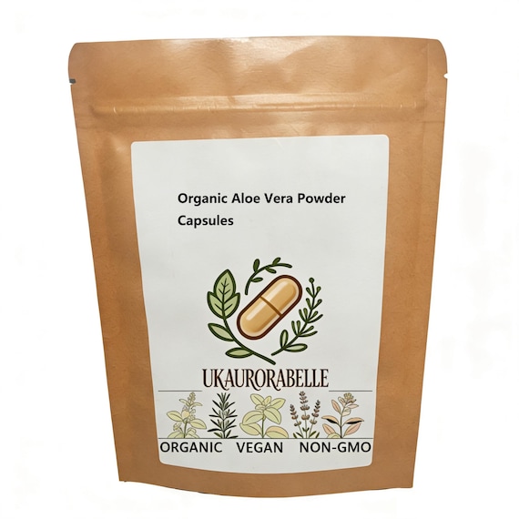 Organic Aloe Vera Powder Capsules, Vegan Caps-100%, Natural and Strong Extract