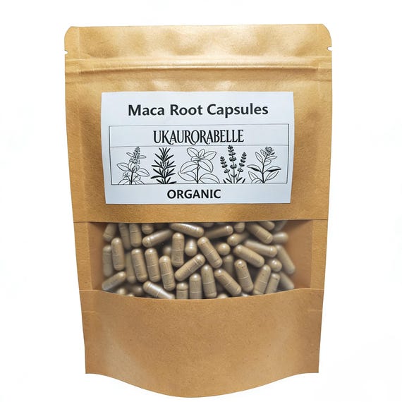 Black Maca Root Powder Capsules, Vegan Caps-100% Natural and Strong Extract