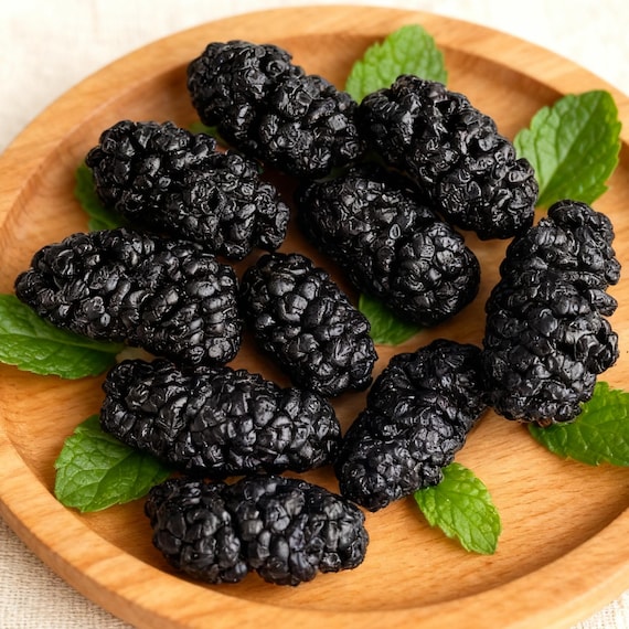 Organic Dried Black Mulberries, Morus Nigra, Black Mulberry