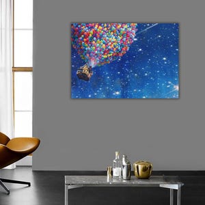 Up Pixar-canvas, Up Pixar-muurkunst, Pixar-canvas voor kinderkamer, Up Pixar-kunst aan de muur, kleurrijke ballonnenposter, Pixar Canvas-muurdecoratie