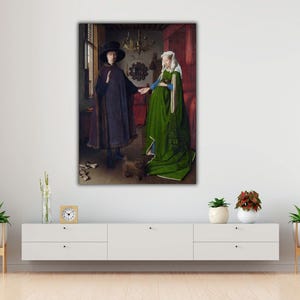 Jan van Eyck Wall Art, The Arnolfini Portrait (1434) Canvas Print, Jan van Eyck Paintings on Canvas, Jan van Eyck Poster, Art Reproduction