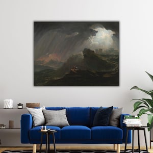 Joshua Commanding the Sun to Stand Still by John Martin, The Last Judgment Wall Art, John Martin Canvas Print, John Martin Canvas Wall Decor