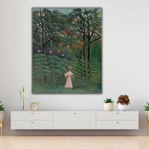 Woman Walking In Exotic Forest By Henri Rousseau Canvas Print, Henri Rousseau Wall Art, Henri Rousseau Paintings, Henri Rousseau Wall Decor