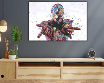 Canvaskunst aan de muur Spider-Man: graffiti-superheldafdruk