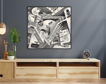 relativity by Maurits Cornelis Escher Leinwanddruck, Maurits Cornelis Escher Wall Art, relativity Wandkunst, Fine Art Print, Modern Art Print