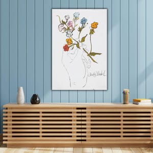 Andy Warhol Flower Canvas Print, Flower Hand Wall art, Rare Andy Warhol Flower Wall Decor, Rare Andy Warhol Flower Paintings, Warhol Poster
