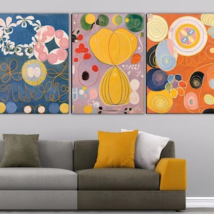 Set of 3 Hilma af Klint Wall Art, Hilma af Klint Exhibition Canvas Print, Hilma af Klint Giclee Wall Decor, Hilma af Klint Poster, Hilma art