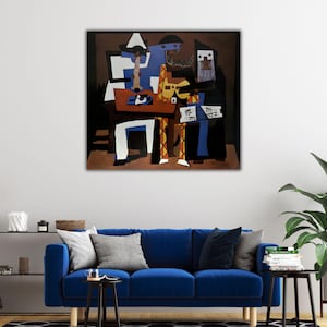 Three Musicians By Picasso WallArt, Pablo Picasso Canvas Print, Picasso Music Fan Gift, Picasso Poster,  Pablo Picasso Modern Fine Art Print
