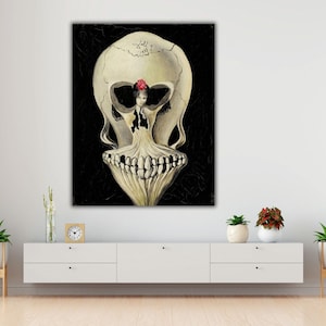 Salvador Dali Skull Ballerina Wall Art, Skull Ballerina by Dali Canvas Print, Surreal Canvas Prints, Salvador Dali Posters, Dali Wall Decor