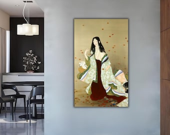 上村松園の娘・美雪 日本の女性のキャンバスアート、伝統的な芸者の壁