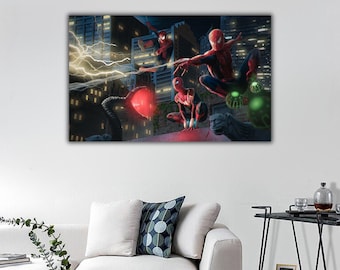 Spiderman canvas muurkunst: Avengers filmposter, ingelijste optie