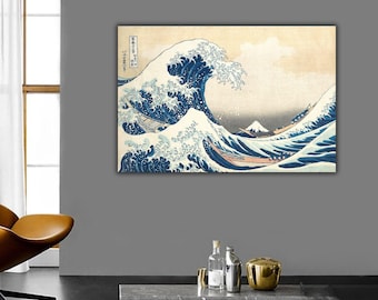 The Great Wave off Kanagawa, Hokusai Art Print, Japanese Canvas Print, Japan Wall Art, Hokusai Japanese Wall Art, Katsushika Hokusai Paints