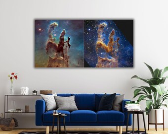 Pillars of Creation Canvas Art: Hubble & Webb Space Print