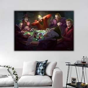 Joker Poker Canvas Art: Movie Poster Print, Living Room Decor