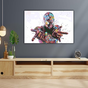 Spider-Man Graffiti Canvas Wall Art, Spider-Man Poster, Spider-man Canvas Print, Spider-Man Wall Decor, Superhero, Spiderman Gift for Kids