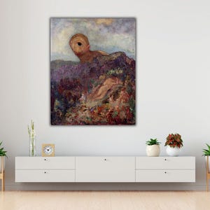 Odilon Redon kunst aan de muur, de cycloop 1914 canvas print kunst, Odilon Redon print, mythologische schilderkunst, mystieke kunst, Odilon Redon canvas decor