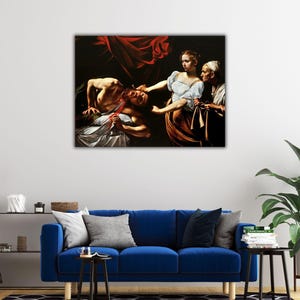 Judith Beheading Holofernes by Caravaggio Canvas Print, Judith Beheading Holofernes Wall Art, Caravaggio Paintings, Fine Arts, Misandry Ar
