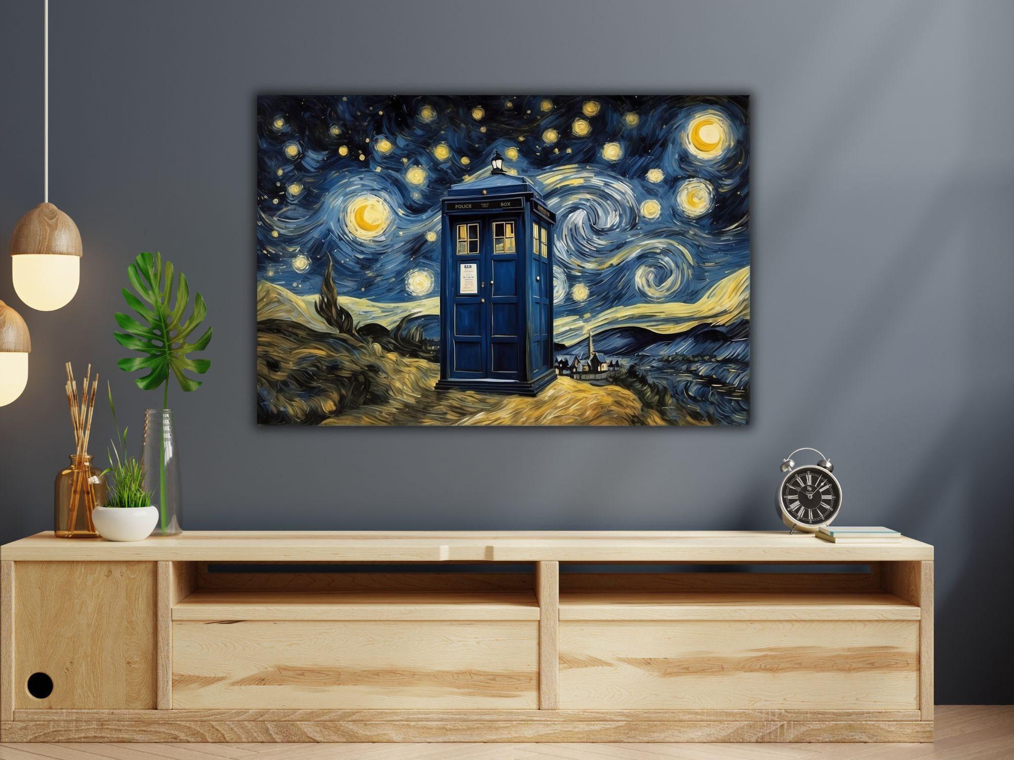 Tarjeta De Felicitación Dr Who Tardis Noche Estrellada: Arte 15x15 Cm + Sobre - Regalo Único