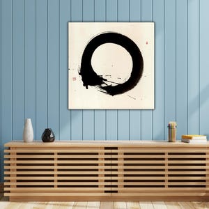 Enso Zen Circle Canvas Wall Art, Abstract Japanese Zen Poster, Japandi Art Prints, Enso Wave, Zen Wall Art, Abstract Canvas Wall Decor