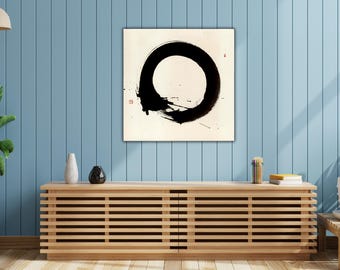Enso Zen Circle Canvas Art: Abstract Japanese Wall Decor