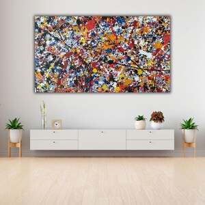 Abstracte canvasafdruk Jackson Pollock-stijl: moderne muurkunst