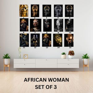 Custom African Woman Canvas Print Set of 3: Choose Your 3 Artworks