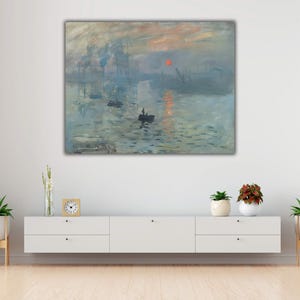 Impression Sunrise Canvas Wall Art, Claude Monet Prints, Famous Artist Wall Decor, Claude Monet Exhibition Print, Modern Wall Art Painting