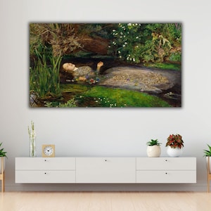 Ophelia Canvas Wall Art, John Everett Millais Paintings, William Shakespeare&#39;s play Hamlet, Ophelia Print, British painting, Ophelia Poster
