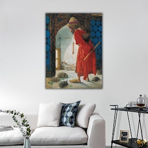 The Tortoise Trainer Canvas Wall Art, Osman Hamdi Bey Reproduction print, The Tortoise Trainer Wall Decor, Canvas Prints, Surrealism Art