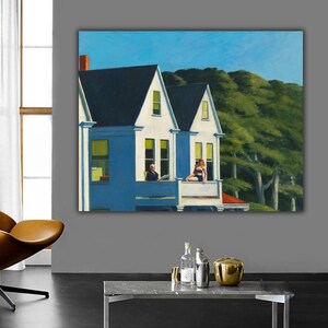 Impresión en lienzo de Edward Hopper «Second Story Sunlight»: arte mural del expresionismo moderno