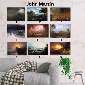 Custom John Martin Canvas Wall Art, Choose one of from John Martin&#39;s 18 Artworks, Leave a Message, We will Produce it, John Martin Print Art