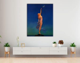Edward Mason Eggleston Canvas Print: Woman Reaching for Moon