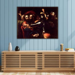 The Taking of Christ Wall Art, Caravaggio Canvas Print, Caravaggio&#39;s Famous Fine Arts, Caravaggio Artworks, Baroque Christian painting Decor