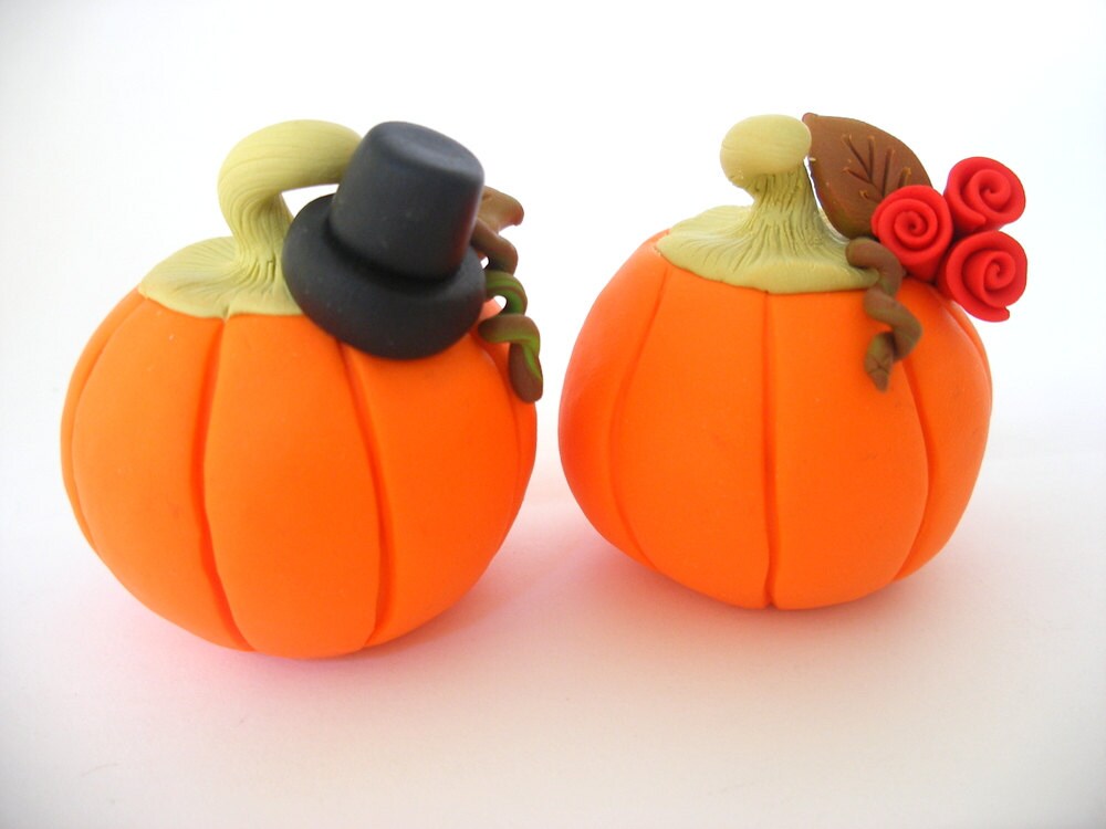 Halloween Wedding cake topper Autumn wedding pumpkin bride Etsy