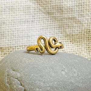 Gold Plated Brass Snake Ring | Serpent Ring for Women | Minimal Boho Reptile Jewelry